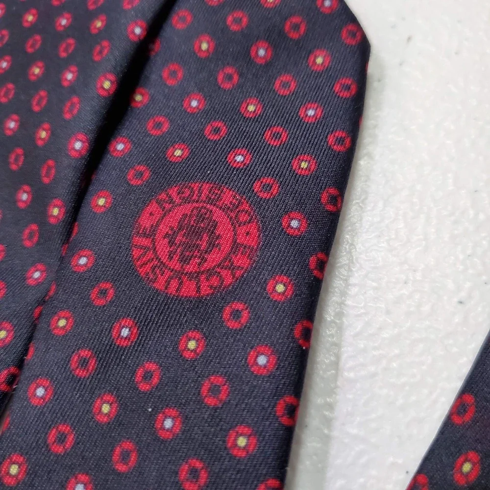 Ermenegildo Zegna Men Tie One Size Red Circle Print Allover 100% Silk READ‎